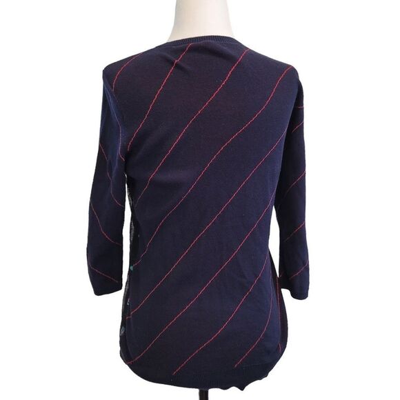 Anthropologie Moth layered fox print striped  cardigan small - Picture 3 of 13